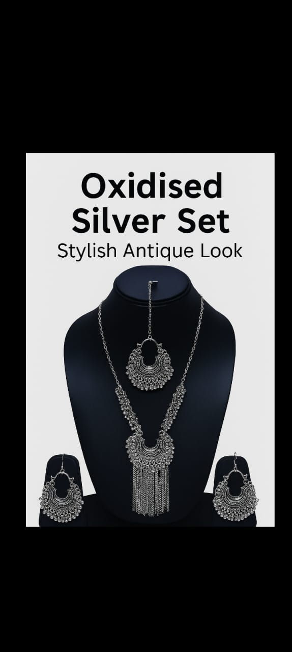 Chandbali oxidised jewellery set