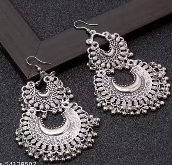 Double chand bali silver platted earring
