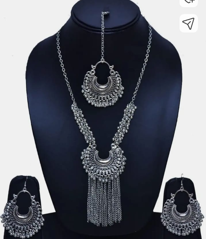 Chandbali oxidised jewellery set