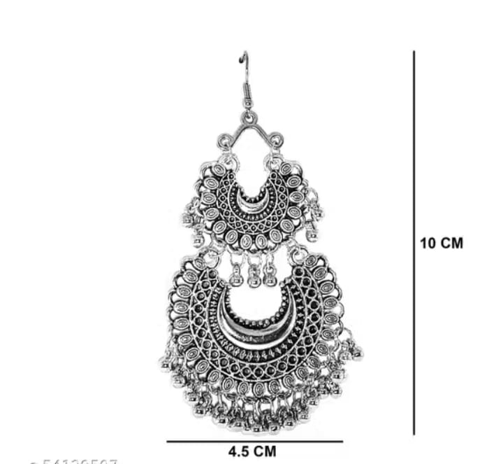 Double chand bali silver platted earring