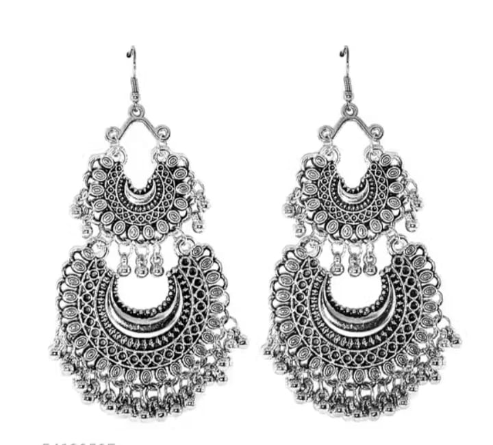 Double chand bali silver platted earring